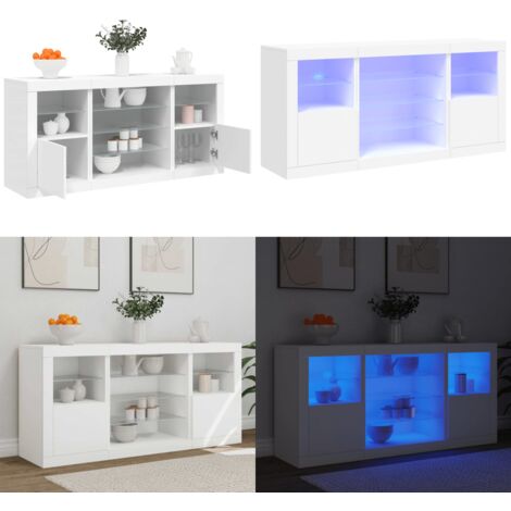 Aparador con luces LED blanco 142,5x37x67 cm - Aparador moderno - Aparador con luz RGB