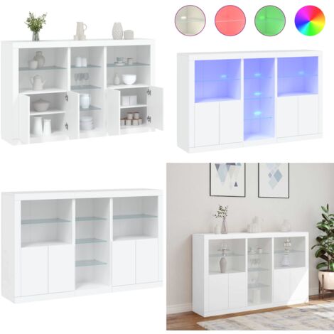 Aparador con luces LED blanco 162x37x100 cm - Aparador moderno - Aparador con luz RGB
