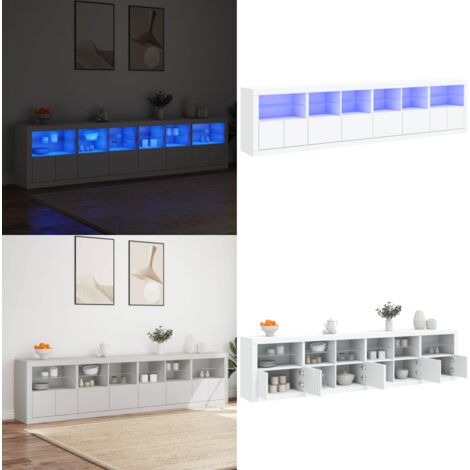 Aparador con luces LED blanco 283x37x67 cm - Aparador moderno - Aparador con luz RGB