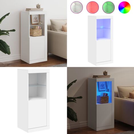 Aparador con luces LED blanco 41x37x100 cm - Aparador decorativo - Aparador con luz RGB