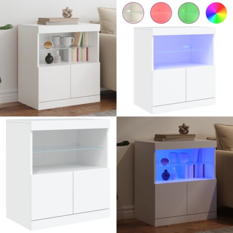 Aparador con luces LED blanco 60x37x67 cm - Aparador moderno - Aparador con luz RGB
