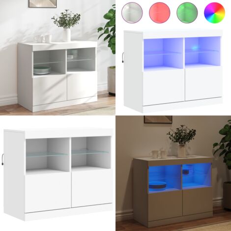Aparador con luces LED blanco 81x37x67 cm - Almacenamiento - Decoración
