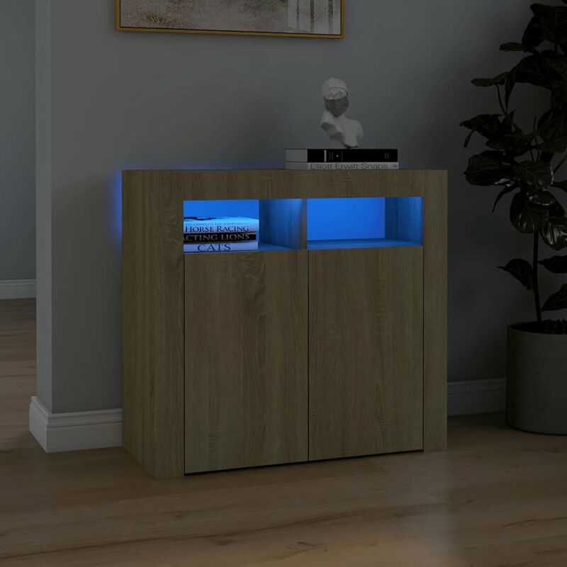 

Aparador con luces LED color roble Sonoma 90x35x40 cm