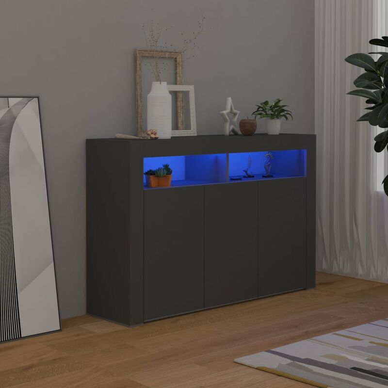 

Aparador con luces LED gris 115,5x30x75 cm