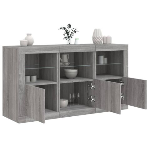 Aparador con luces LED gris  123x37x67 cm