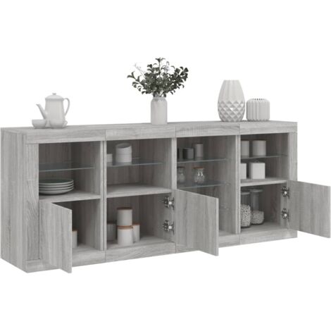 Aparador con luces LED gris  164x37x67 cm