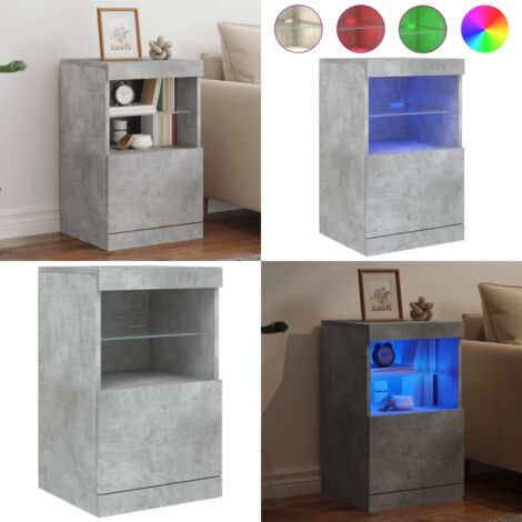 Aparador con luces LED gris hormigón 41x37x67 cm - Aparador LED RGB - Aparador moderno