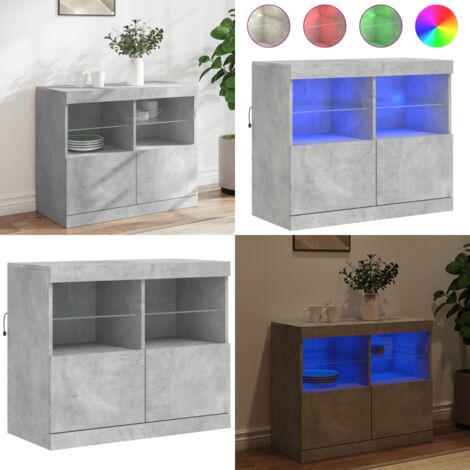 Aparador con luces LED gris hormigón 81x37x67 cm - Aparador moderno - Aparador gris hormigón