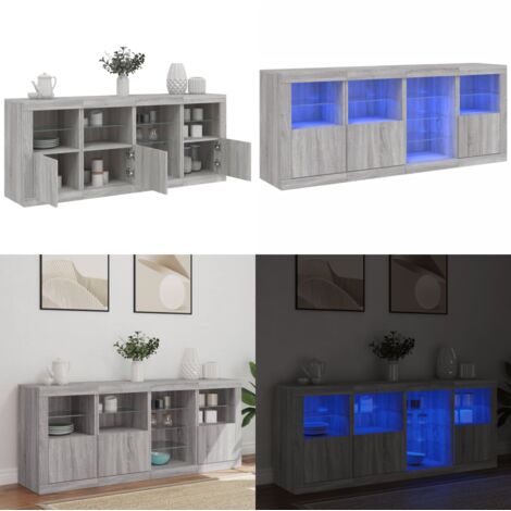 Aparador con luces LED gris Sonoma 164x37x67 cm - Aparador moderno - Aparador con luces RGB