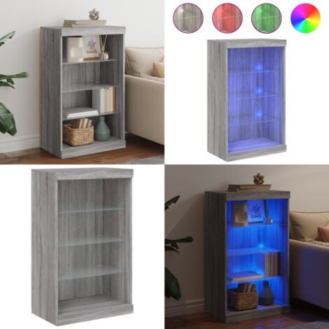 Aparador con luces LED gris Sonoma 60,5x37x100 cm - Aparador moderno - Aparador con luz RGB