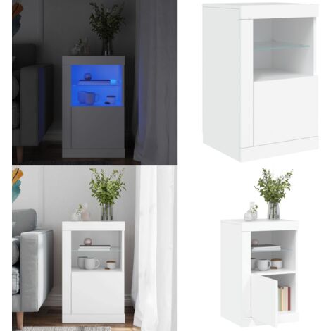 Aparador con luces LED madera de ingeniería blanco - Madera de ingeniería - Almacenamiento organizado