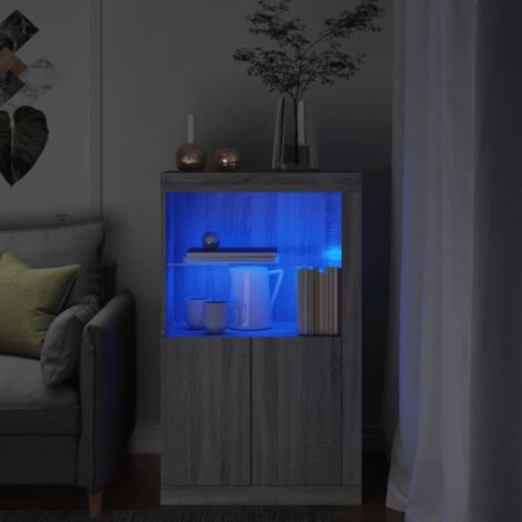 Aparador con luces LED madera de ingeniería gris