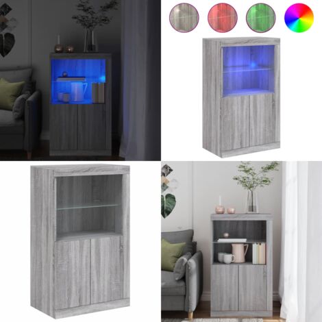 Aparador con luces LED madera de ingeniería gris Sonoma - Madera de ingeniería - Luces LED RGB