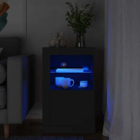 Aparador con luces LED madera de ingeniería negro vidaXL