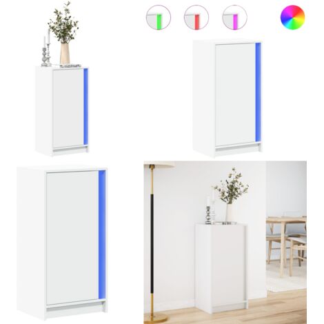 Aparador con luces LED madera ingeniería blanco 42,5x34x85 cm - Madera de ingeniería - Almacenamiento