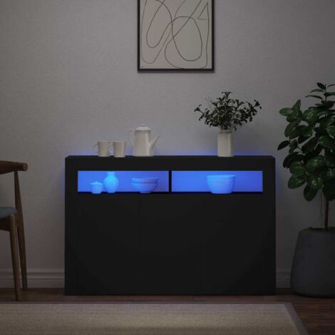 Aparador con luces LED negro 115,5x30x75 cm