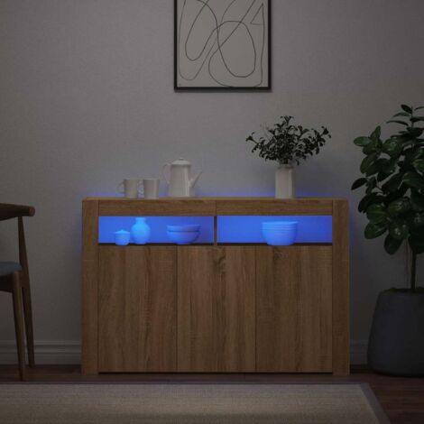 Aparador con luces LED roble  115,5x30x75 cm