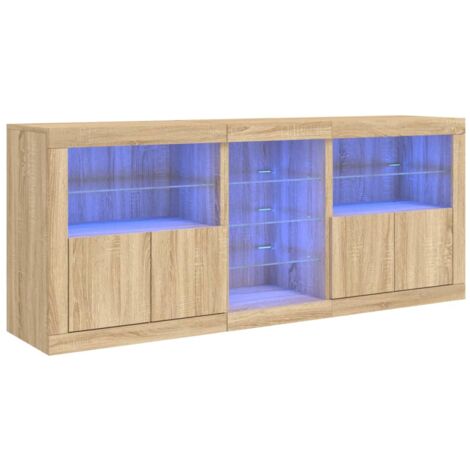 Aparador con luces LED roble Sonoma 162x37x67 cm vidaXL