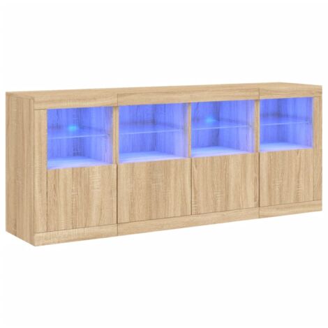 Aparador con luces LED roble Sonoma 163x37x67 cm vidaXL