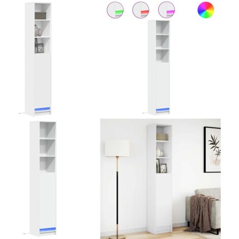 Aparador con luz LED madera de ingeniería blanco 36x32,5x200 cm - Madera de ingeniería - Almacenamiento