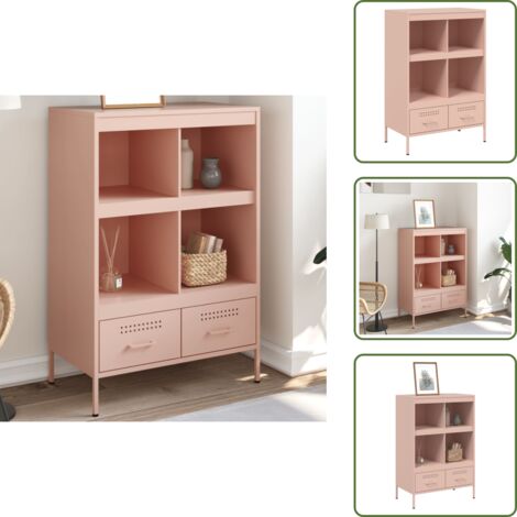 Aparador con patas ajustables - vidaXL Aparador acero rosa 68x39x101,5 cm - Aparador con compartimentos