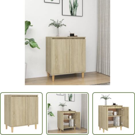 Aparador con patas -  Aparador con patas madera contrachapada roble Sonoma 60x35x70cm