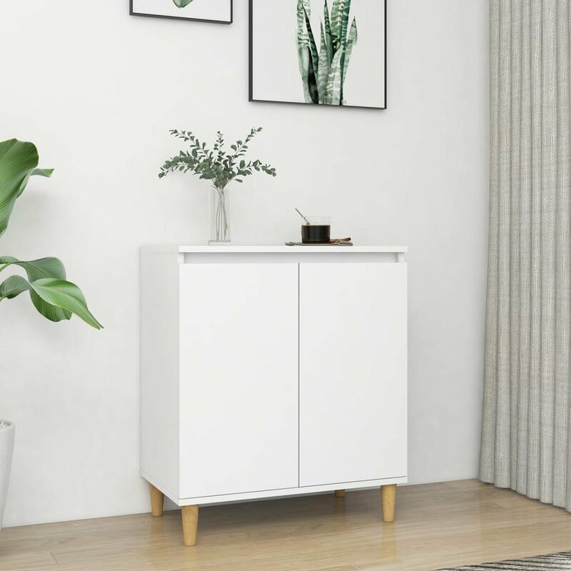

Aparador con patas madera maciza aglomerado blanco 60x35x70 cm