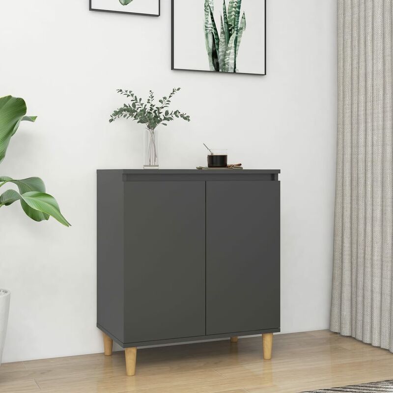

Aparador con patas madera maciza aglomerado gris 60x35x70 cm