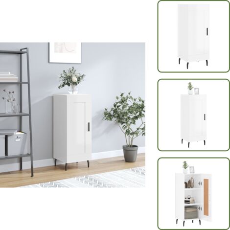 Aparador con puerta - vidaXL Aparador de madera contrachapada blanco brillante 34,5x34x90 cm - Madera contrachapada