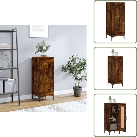 Aparador con puerta - vidaXL Aparador madera de ingeniería roble ahumado 34,5x34x90 cm - Aparador de roble