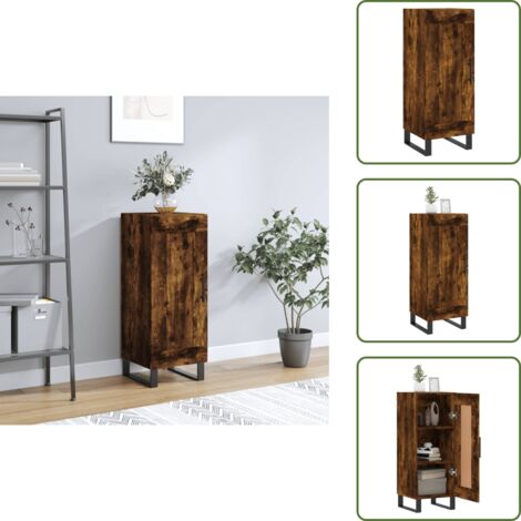 Aparador con puerta - vidaXL Aparador madera de ingeniería roble ahumado 34,5x34x90 cm - Aparador de roble