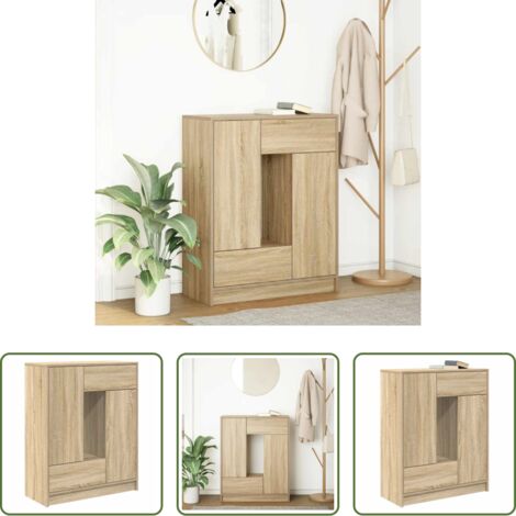 Aparador con puertas -  Aparador con cajones y puertas roble Sonoma 73x31x90 cm
