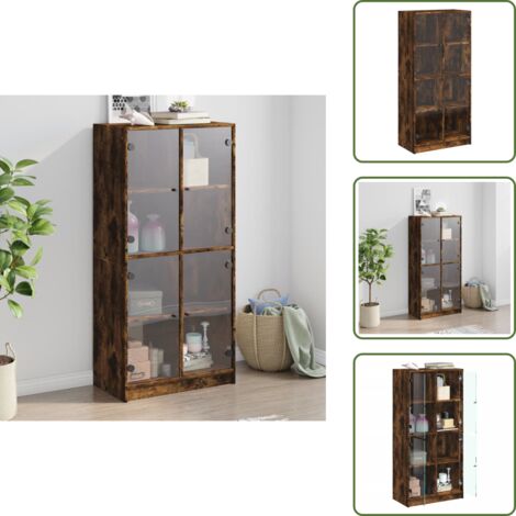 Aparador con puertas - vidaXL Aparador alto con puertas madera roble ahumado 68x37x142 cm - Aparador de roble ahumado
