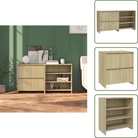 Aparador con puertas - vidaXL Aparador de 2 piezas madera manufacturada color roble Sonoma - Aparador con estantes