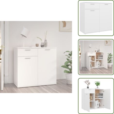 Aparador con puertas - vidaXL Aparador de madera contrachapada blanco 80x36x75 cm - Aparador decorativo