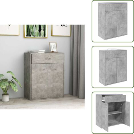 Aparador con puertas - vidaXL Aparador de madera contrachapada gris hormigón 60x30x75 cm - Aparador de almacenamiento