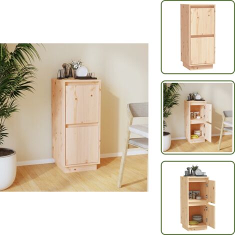 Aparador con puertas - vidaXL Aparador de madera maciza de pino 31,5x34x75 cm - Aparador de almacenamiento