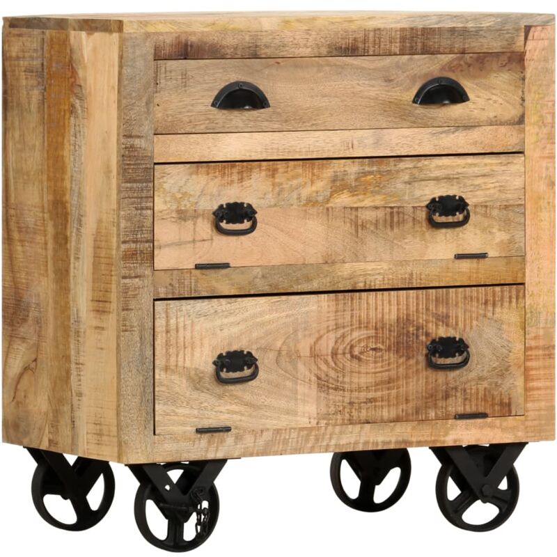 

Aparador con ruedas de madera maciza de mango 70x40x75 cm - Marrón - Vidaxl