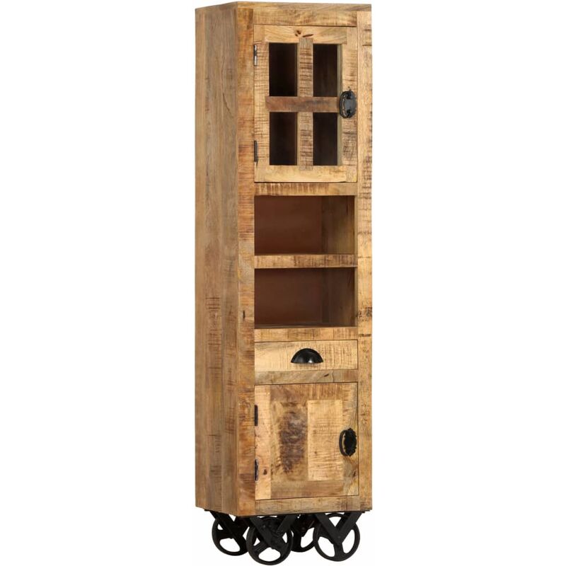 

Aparador con ruedas madera maciza de mango rugosa 38x30x143 cm
