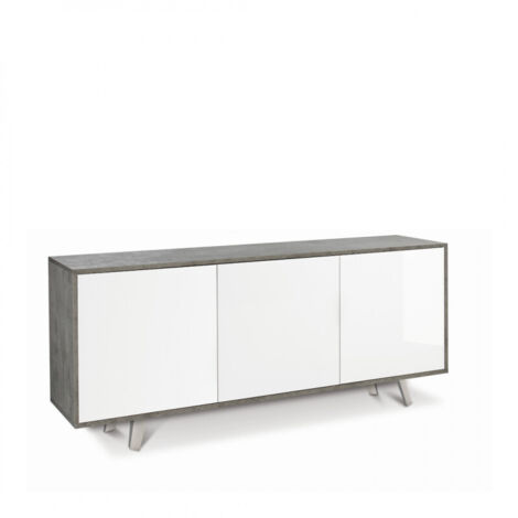 Aparador con tres puertas Cemento Blanco Brillo 177x41x h74 cm