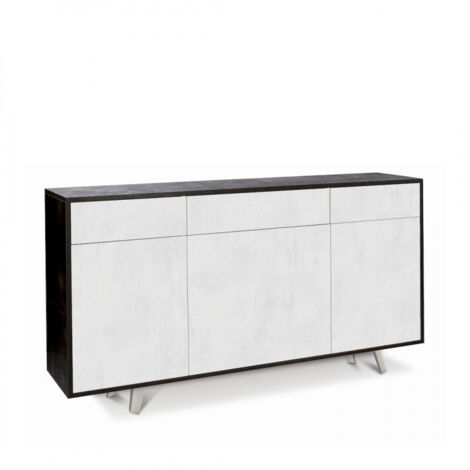 Aparador con tres puertas y tres cajones Negro Blanco Ossido 164x41x h92 cm