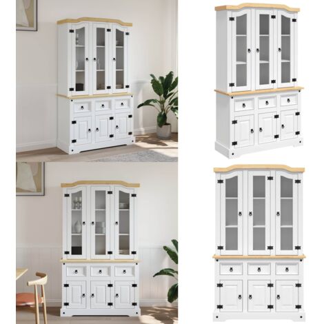 Aparador Corona madera maciza pino mexicano blanco 112x43x196cm - Madera maciza - Pino mexicano