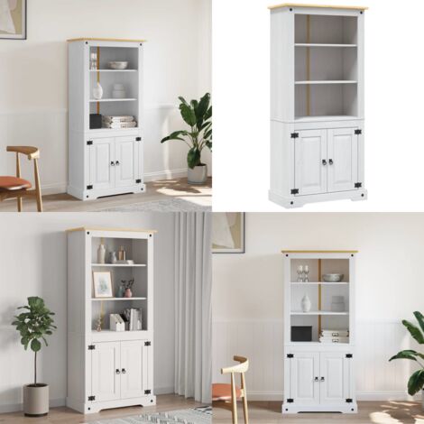 Aparador Corona Range de pino mexicano blanco 80x40x170 cm - Aparador mexicano - Aparador Corona