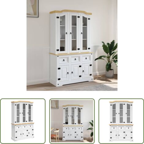 Aparador coronado -  Aparador Corona madera maciza pino mexicano blanco 112x43x196cm