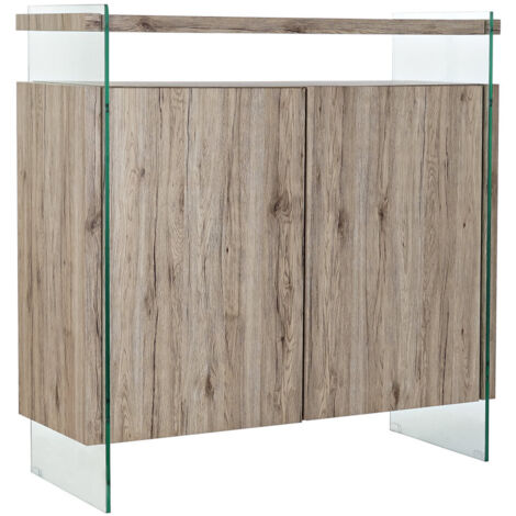 Aparador Cristal Templado Mdf 120X44X120 Natural