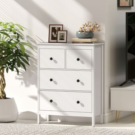 Aparador cuatro cajones material de aglomerado adecuado para sala de estar y dormitorio 74x35x97 cm blanco