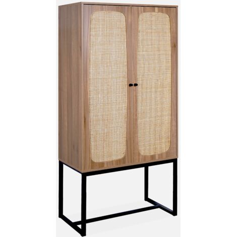 Aparador de 2 puertas de caña y madera, 165cm