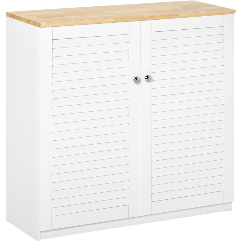 

Aparador de 2 Puertas Diseño de Persiana con Estante Ajustable Armario Auxiliar de Almacenaje Moderno para Salón Dormitorio 80x30x78,5 cm - Blanco