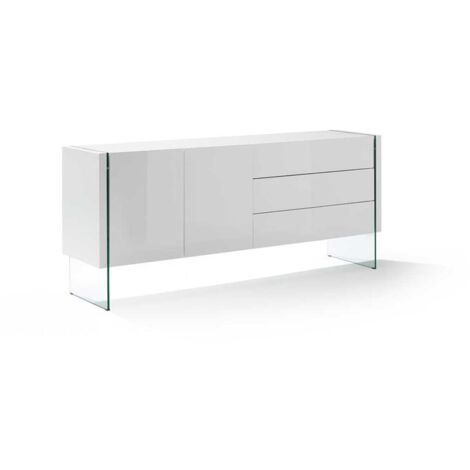 Aparador de 2 puertas Erica acabado blanco brillo, 77 cm(alto) 180 cm(ancho) 49 cm (fondo)