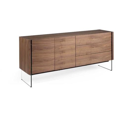 Aparador de 2 puertas Estefanía acabado nogal, 77 cm(alto) 180 cm(ancho) 49 cm (fondo)